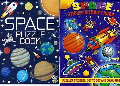 £1.49 • Buy Set 2 X Children's Space Colouring Puzzle Book Stickers Activity Kids Boys Alien