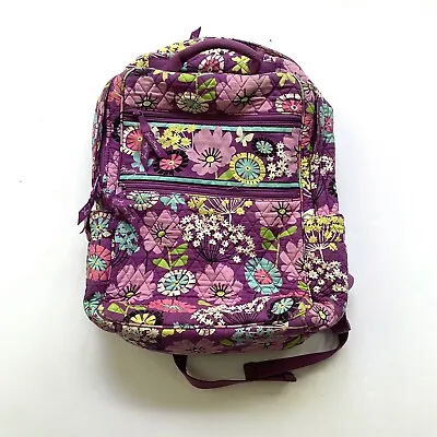 Vera Bradley Campus Book Bag Backpack Flutterby Purple Floral Butterfly • $39.99