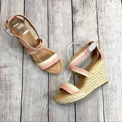 Dolce By Mojo Moxy Striped Sandal Wedges Size 10 • $27.19