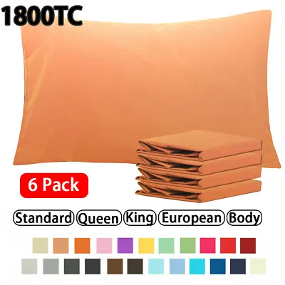 6Pack 1800TC Ultra Soft Pillow Cases Slip Standard European Queen King Body Size • $27.98