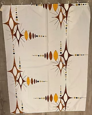 6 +1 VINTAGE  1950's ATOMIC MID CENTURY MOD BARKCLOTH  DRAPERY CURTAIN PANELS • $399