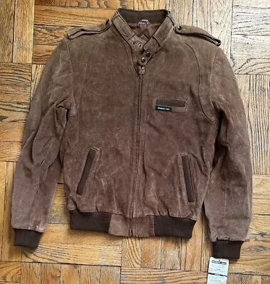 Members Only Mens Suede Bomber Jacket Lined Brown Size 20 ( Small ) Vintage • $29.95