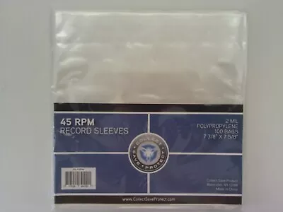 CSP 45 Rpm Record Sleeves Protector 100ct NIP 7 3/8  X 7 5/8  2 Mil • $5