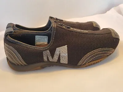 Merrell Womens Barrado Black Leather Slip On Zip Sneakers Shoes Low Top Sz 7.5 • $23.84