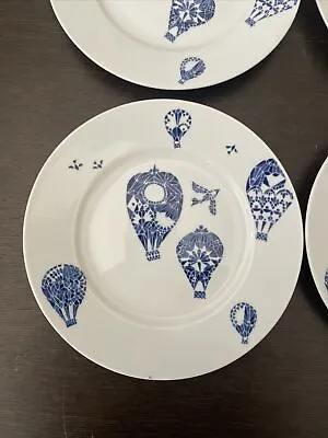 IKEA Set Of 4 Promenad Blue Hot Air Balloons 8.5  Salad Plates • $55