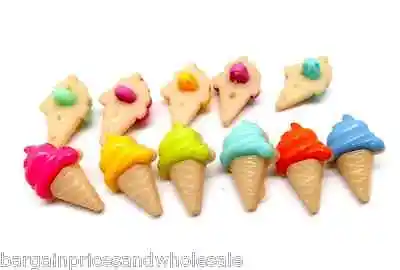 £2.95 • Buy 20pc Mixed ICE CREAM CONES Craft Themed Buttons Sweet Food Beach Summer 22x13mm