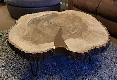 £400 • Buy Large Live Edge Circular Coffee Table Tree Slice Ash Disc Solid Wood Rustic