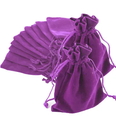 Time To Sparkle 10 20 50 Purple Luxury Velvet Jewellery Drawstring Pouches Bags • £3.79