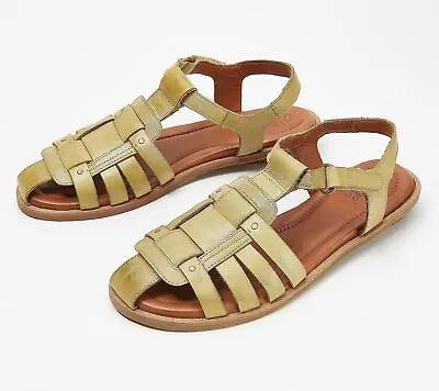 New Sergio Tomani Pesca Leather Fisherman Sandals Pistachio Green Size 37 6.5-7 • $99.99