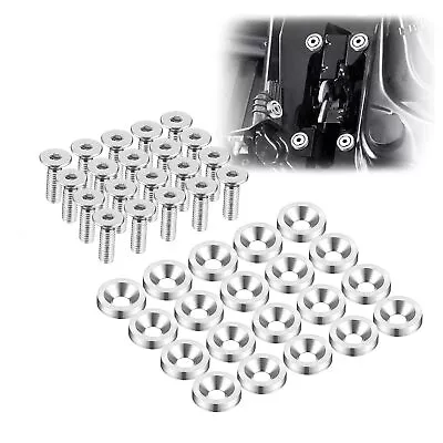 20pc Billet Aluminum Fender Washer Bolt Engine Bay M6 Screws Dress Up Kit Silver • $13.88