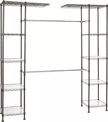 Expandable Metal Hanging Storage Organizer Rack Wardrobe With Shelves • $89.18