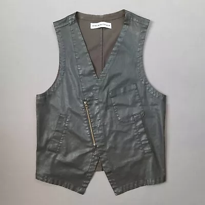 £25 • Buy Syngman Cucala Grey Waxed Asymmetrical Vest -2 Medium P2P21  Cotton Lycra Gilet 