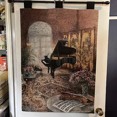 Music Room Baby Grand Piano Tapestry Wall Haning 26 X 36  With Rod Lena Liu • $39.99