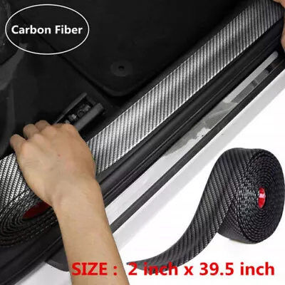 Carbon Fiber Rubber Car Door Sill Bumper Strip Protector Sticker 5CM*1M • $15.99