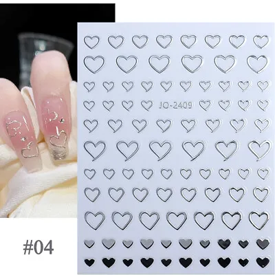 Nail Sticker 3D/5D Nail Art Sliders Decoration Decals DIY Manicure Gold Silver • $2