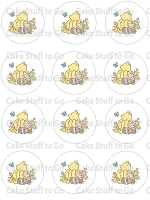 Classic Winnie The Pooh Baby Shower Edible Cupcake Topper Decoration • $14.99