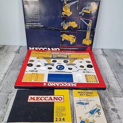 £39.99 • Buy Vintage Meccano Set 4, From 1975, Original Box With Manuals Plus Extra Bits