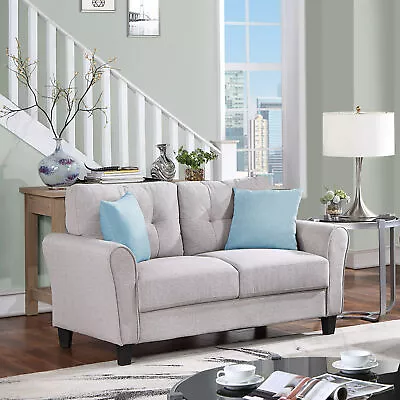 Modern Living Room Loveseat Linen Upholstered Couch Furniture For Home Or Office • $367.69