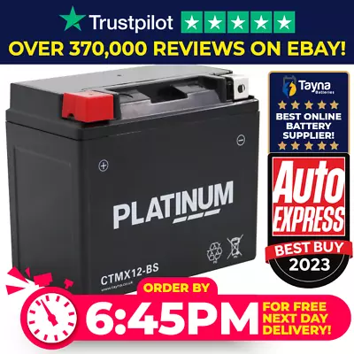 CTMX12-BS PLATINUM AGM Motorcycle Battery Replaces YTX12-BS • £32.10