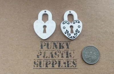 3x Engraved Lock' Laser Cut Acrylic Charms/pendants/ Cabochons/ Jewellery Making • £2