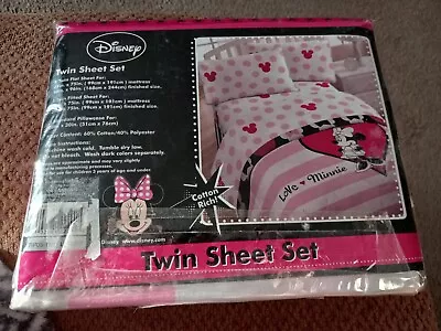 3 Pc Disney Minnie Mouse Twin Sheet Set NIP • $8