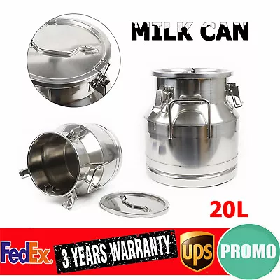 20L/ 5.25Gallon Stainless Steel Milk Can Wine Pail Bucket Tote Jug Rice Storage • $82.65