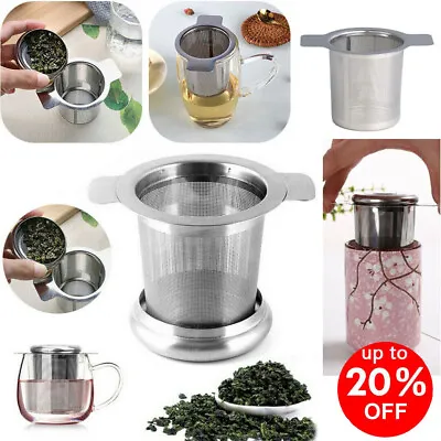 Mesh Tea Infuser Strainer Loose Leaf Metal Cup Filter Stainless Steel + Lid Kit~ • £2.87