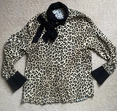 Brand Zara Leopard Print Blouse With Contrast Tie  Size Xs • $15