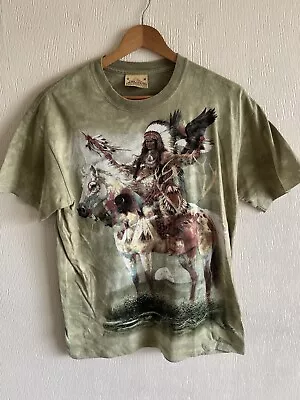 The Mountain Tie Dye T-shirt Native American Indian Horse Print 00s Y2K Size M • £9.99