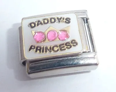 DADDY'S PRINCESS 9mm Italian Charm PINK Gems I Love My Daughter Little Girl N16 • £3.75