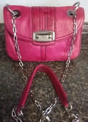B. Makowsky Purple Pebbled Genuine Leather Crossbody Shoulder Bag W/ Chain Strap • $31.99