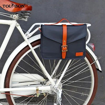TOURBON Canvas Bicycle Frame Bag Messenger Shoulder Bag College Handlebar Pack • $40.50