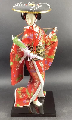£12 • Buy 12 Inch Japanese Kimono Geisha Kabuki Figure With Red / Gold Kimono On Platform