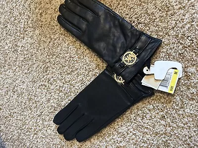 Tech Gloves MK Michael Kors Womens 100% GENUINE Black Leather  Gloves Size M NWT • $89