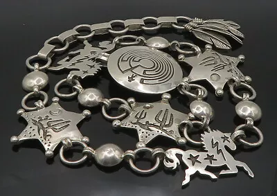 JAMES FENDENHEIM 925 Silver - Vintage Heavy Shiny Cactus Horse Belt - TR2510 • $3449.55