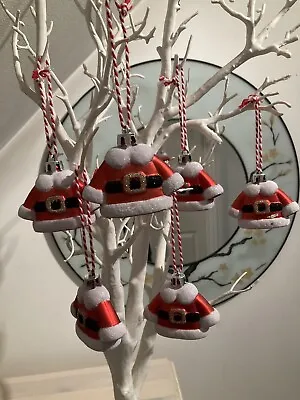 Father Christmas Decorations Set Of 6 Santa Hanging Jackets Adorable Vgc • £8.50