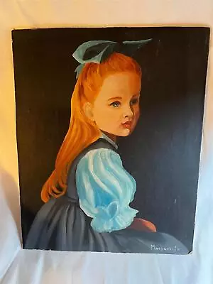 Vintage Painting Portrait Little Girl Redhead On Canvas Board Signed 15.5x13.25  • $69.95