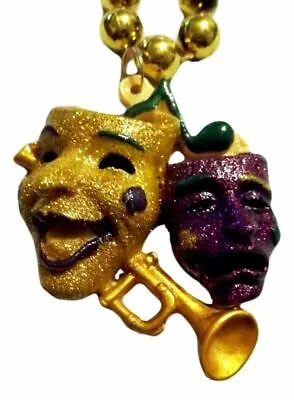 Comedy Tragedy Masks Mardi Gras Beads Party Favor Necklace • $5.99