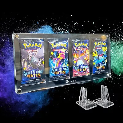 Acrylic Quad Booster Pack Display Case + Stand - Pokemon TCG / Yu-Gi-Oh! Artset • £24.99