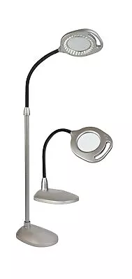 OttLite 43828C 2-in-1 LED Magnifier Light Floor And Table Lamps Silver • $113.99