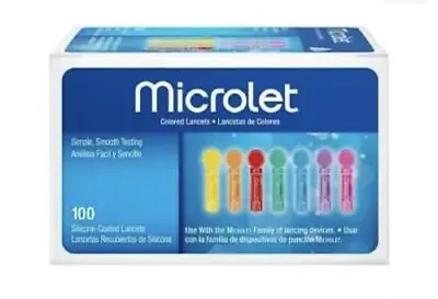 100 Microlet Coloured Lancets Diabetes Test Silicone Coated Colour Coded Lancet • £6
