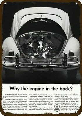 1959 VOLKSWAGEN BEETLE VW BUG Rear Engine VntLook DECORATIVE REPLICA METAL SIGN  • $24.99