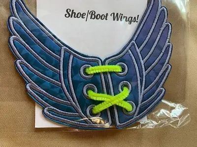 NEW 1 Pr SHOE BOOT Wings BIRD Wings BLUE Vinyl Origami  Adult Kids USA Made • $10