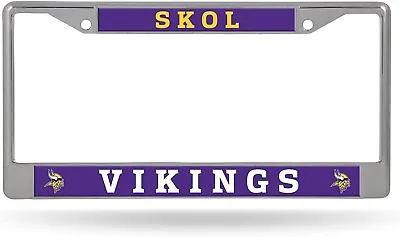 Minnesota Vikings Skol Logo Premium Metal License Plate Frame Chrome Tag... • $21.79