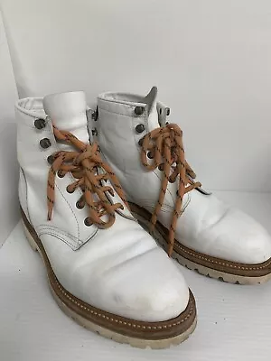 RM Williams White Leather Boots Size 6+ (Aus 9) In Excellent Condition Lace Up • $180