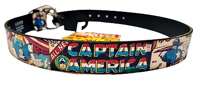 MARVEL Mens Black Captain America Comic Cartoon Print Belt - Size S - 87cms BNWT • £23.52