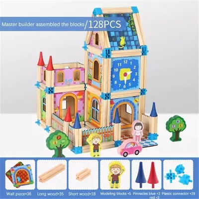 Funny Toys Wooden Castle Blocks Building DIY Blocks Birthday Gift For Children • $71.57