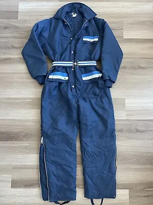 Vintage 80s 90s Montgomery Ward Striped 1 Piece Snow Suit Coveralls Large • $90