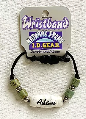 ID Wristband / Bracelet - Natural Stone - Sandblasted Name - Adam - Brand New • £2.99
