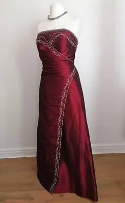 £52 • Buy Stunning Jora Occasion Dress In Mulberry Long Beaded Ball Gown Evening UK L (14)